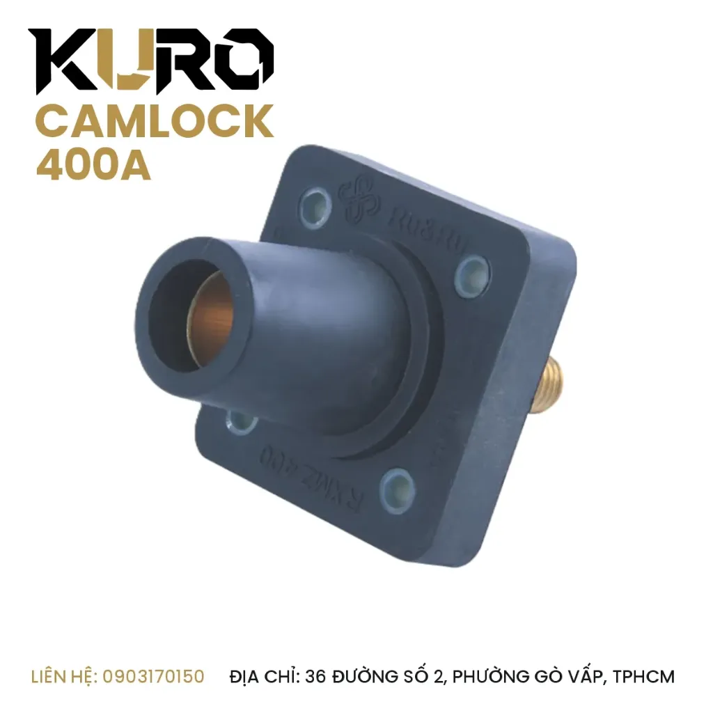 Camlock 400A - Tiêu Chuẩn Quốc Tế, Gắn tủ, Cố định - Đầu Cái ( Phích cắm / đầu nối điện công nghiệp đơn cực ) (Đen)