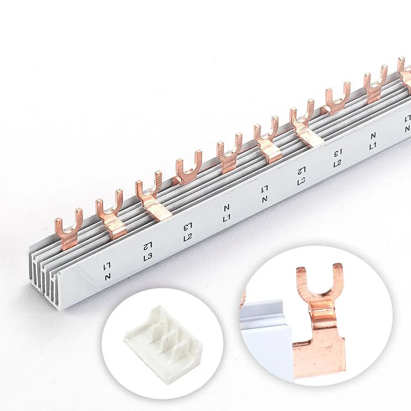 Thanh cái đồng dẫn điện MCB kiểu U 4P - cho hệ thống 3 Pha - KURO - chiều dài 1000 mm