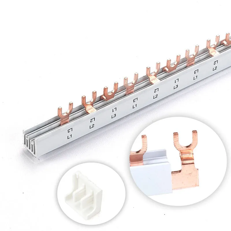Thanh cái đồng dẫn điện răng kiểu U - kết hợp MCB 3P cho hệ thống dây dẫn điện hiệu quả - KURO - chiều dài 1000 mm