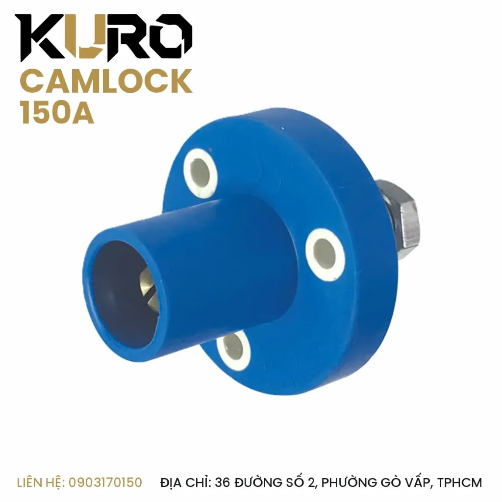 Camlock 150A - Tiêu Chuẩn USA, gắn tủ, cố định - Đầu Đực (Phích cắm / đầu nối điện công nghiệp đơn cực)