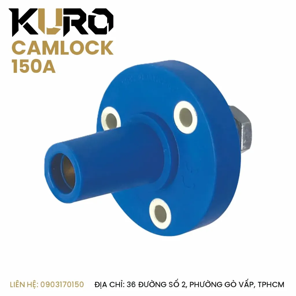 Camlock 150A - Tiêu Chuẩn USA, Gắn tủ, Cố định - Đầu Cái ( Phích cắm / đầu nối điện công nghiệp đơn cực ) (Xanh dương)