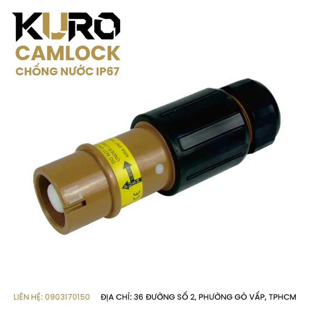 Đầu nối chống nước Kuro - Camlock 400A - Powerfit 400A - IP67 - Đầu đực, Phích di động (Nâu)