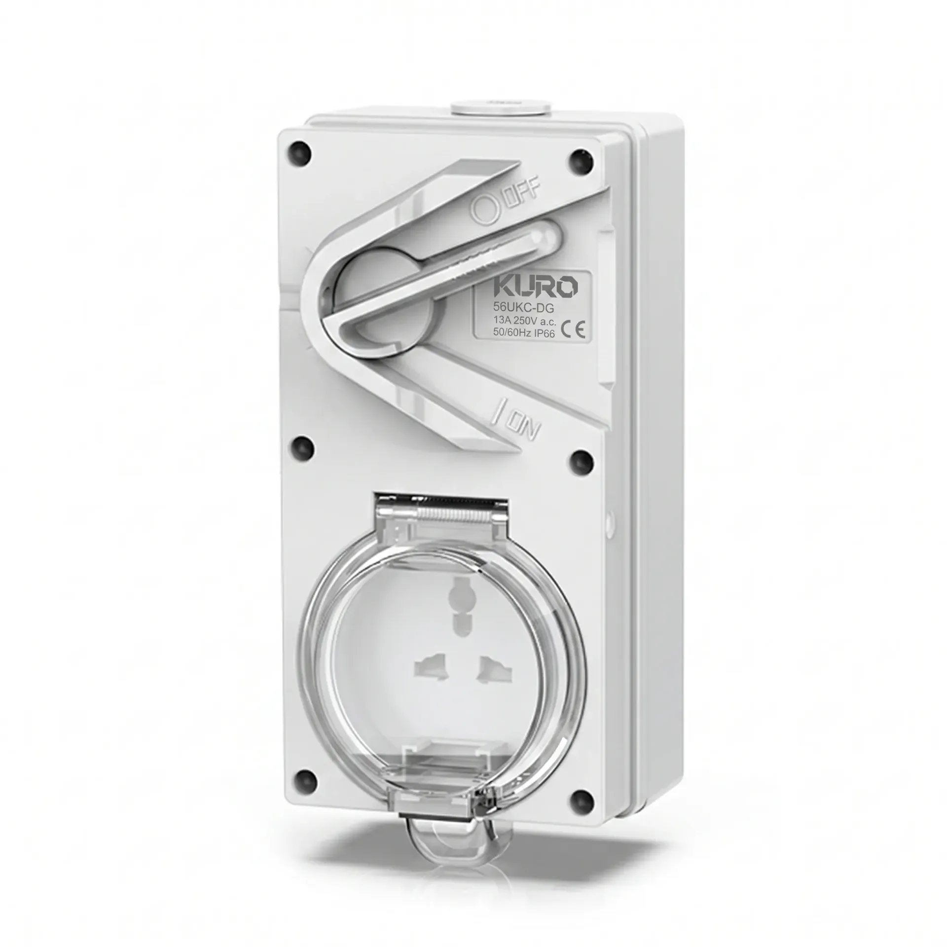 Ổ cắm đa năng KURO, kèm công tắc, khả năng chống chịu thời tiết IP55