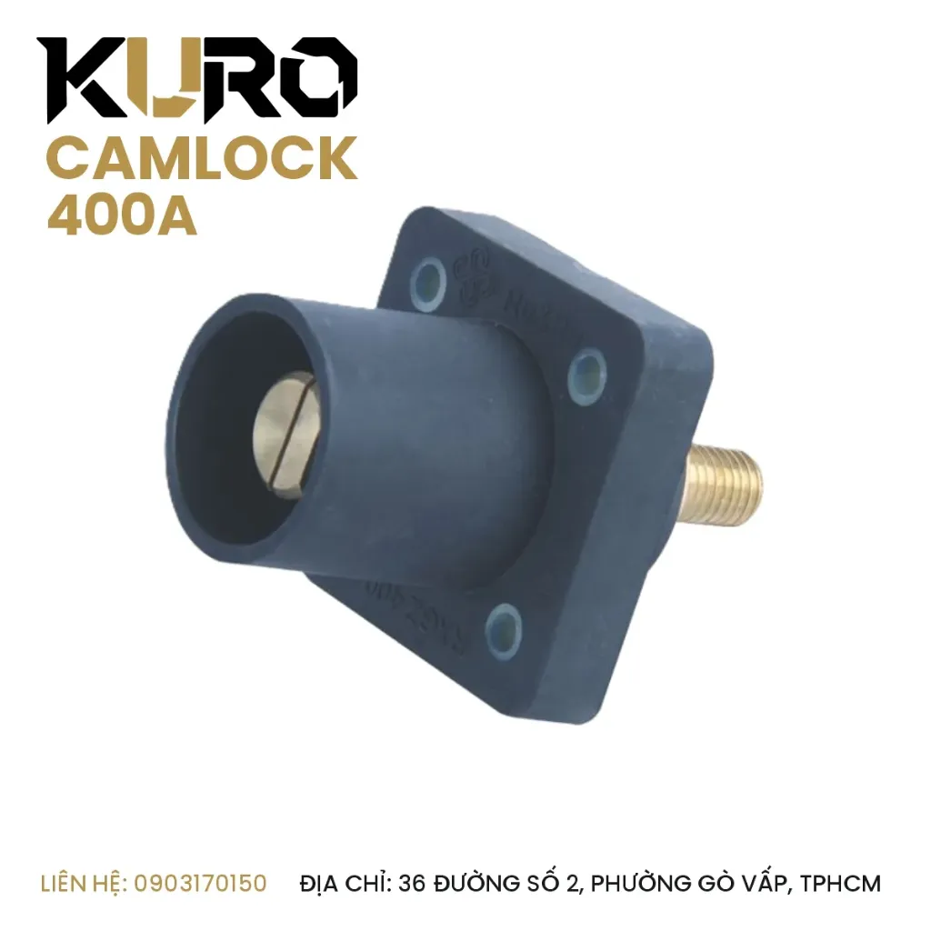 Camlock 400A - Tiêu Chuẩn Quốc Tế, Gắn tủ, Cố định - Đầu Đực ( Phích cắm / đầu nối điện công nghiệp đơn cực ) (Đen)